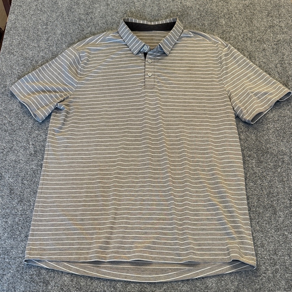 Lululemon Athletica Gray Striped Polo Shirt